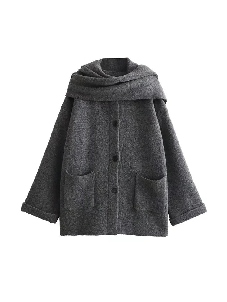 Abigail™ | Strikket Cardigan med Tørklæde
