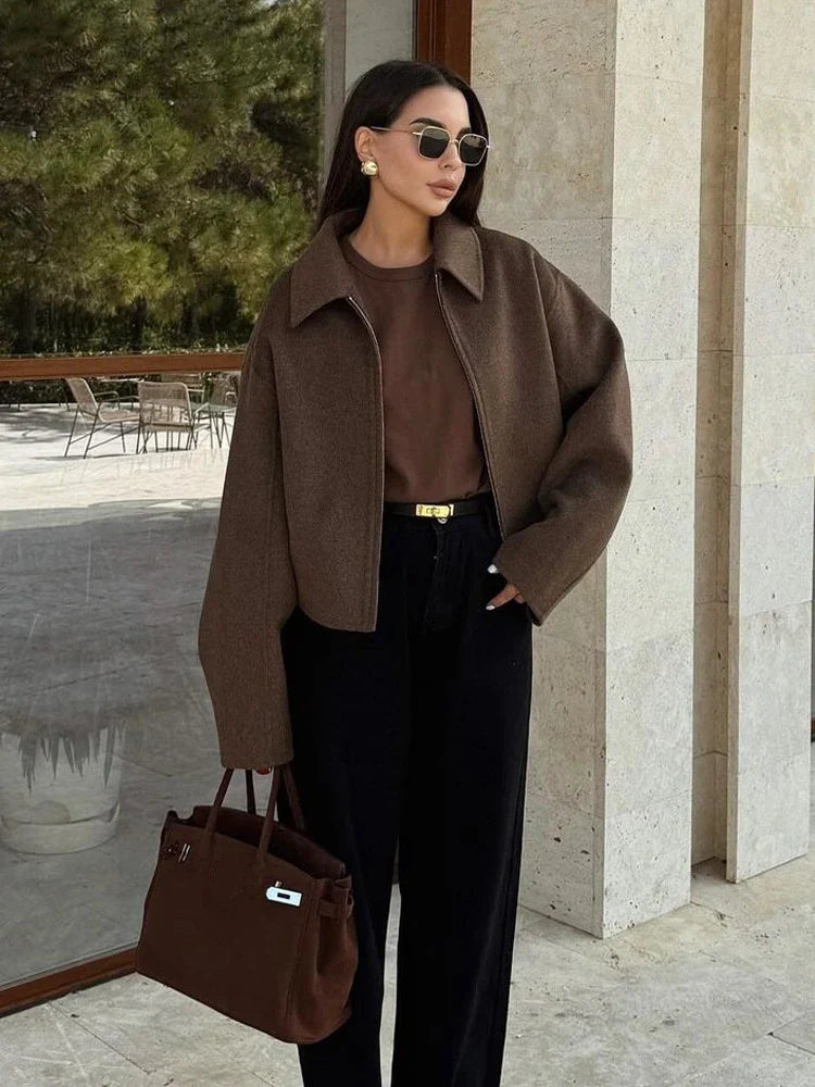 Margaret™ | Elegant Brun Uldjakke