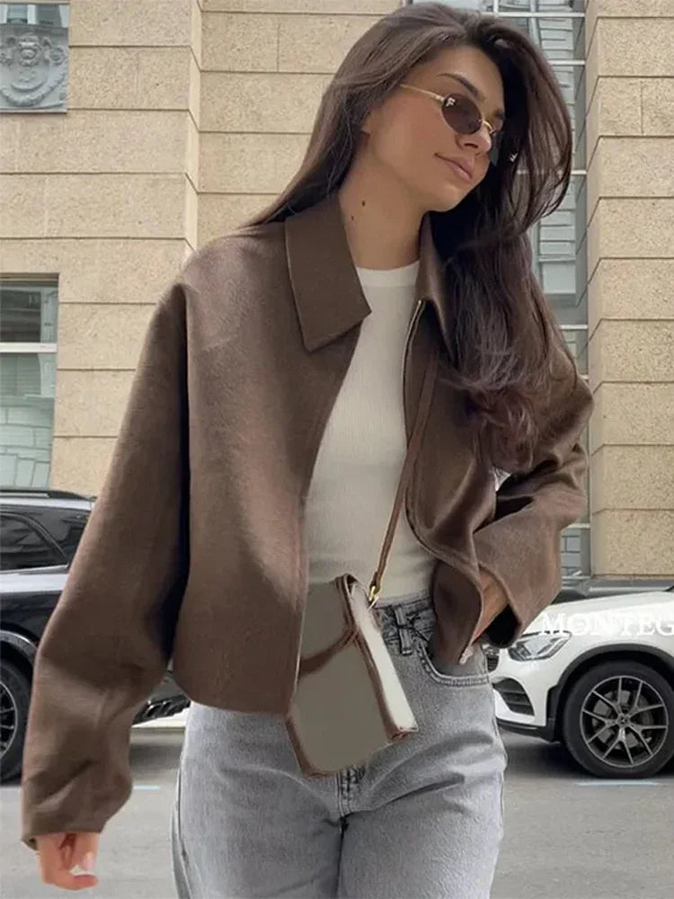 Margaret™ | Elegant Brun Uldjakke