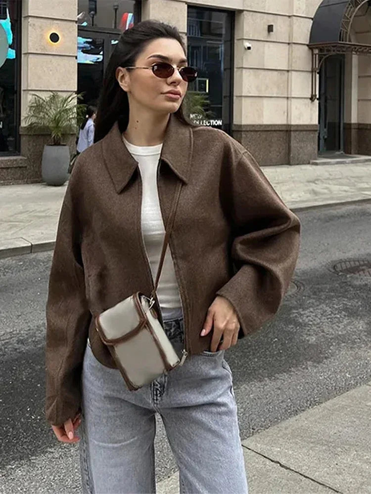 Margaret™ | Elegant Brun Uldjakke