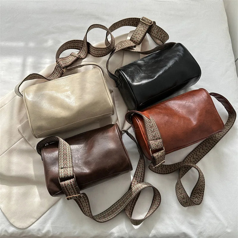 Trine™ | Vintage Læder Crossbody Taske med Vævet Justerbar Rem