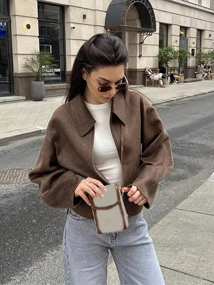 Margaret™ | Elegant Brun Uldjakke