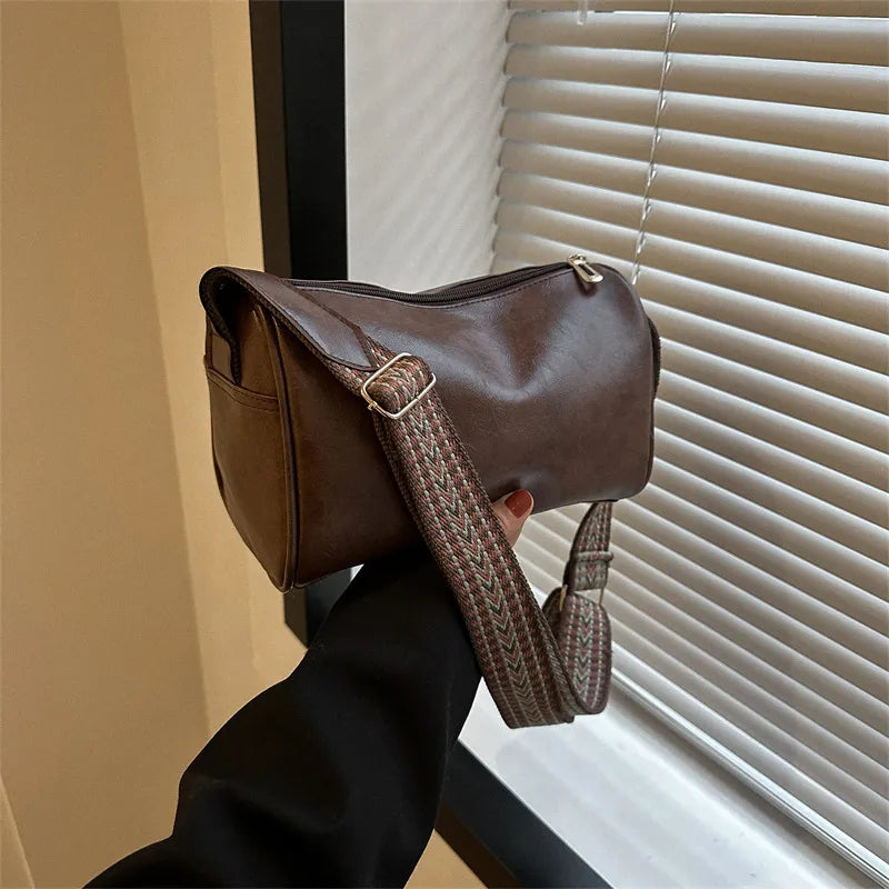 Trine™ | Vintage Læder Crossbody Taske med Vævet Justerbar Rem