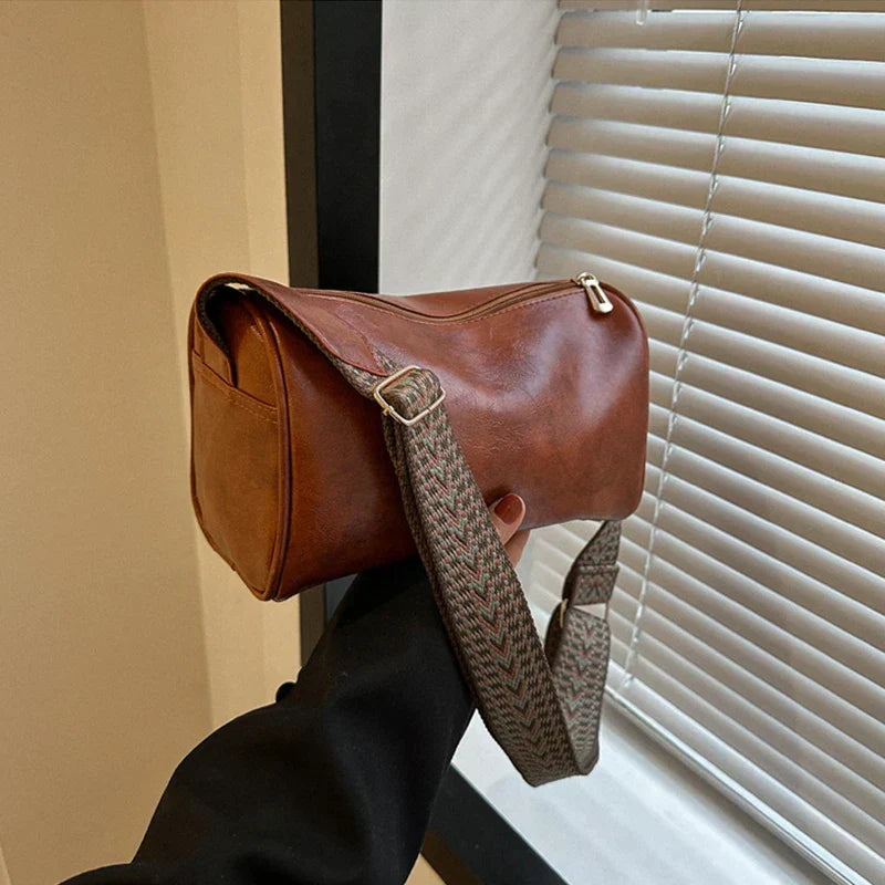 Trine™ | Vintage Læder Crossbody Taske med Vævet Justerbar Rem