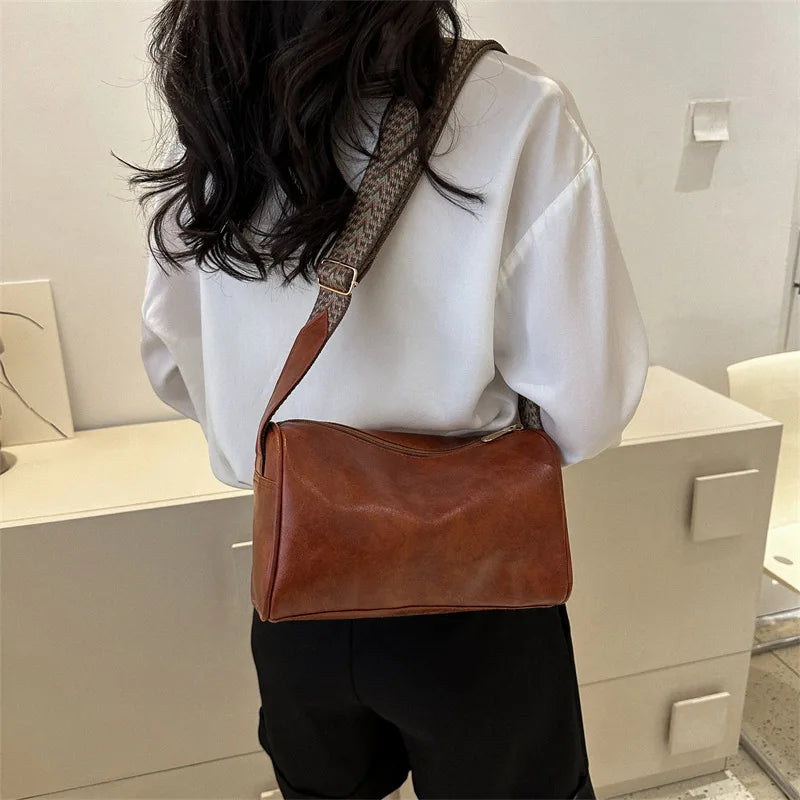 Trine™ | Vintage Læder Crossbody Taske med Vævet Justerbar Rem