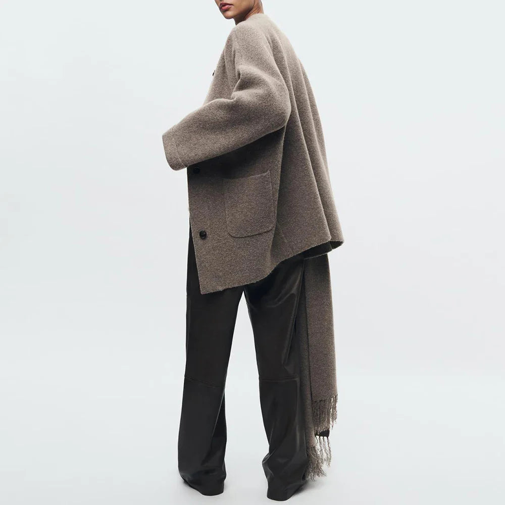 Abigail™ | Strikket Cardigan med Tørklæde