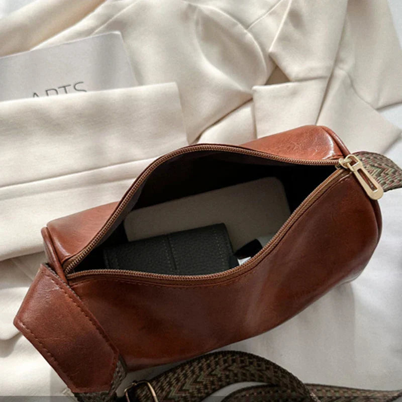 Trine™ | Vintage Læder Crossbody Taske med Vævet Justerbar Rem