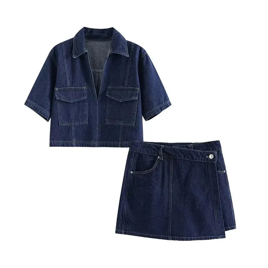 Maris™ | V-hals Denim Sæt
