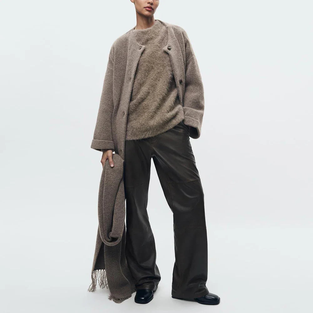 Abigail™ | Strikket Cardigan med Tørklæde
