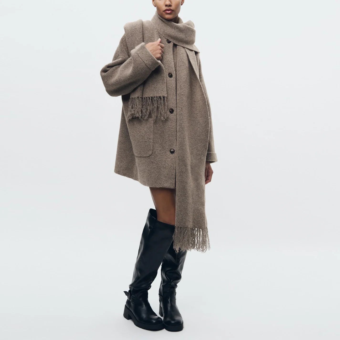 Abigail™ | Strikket Cardigan med Tørklæde