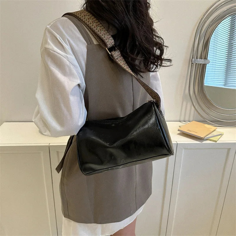 Trine™ | Vintage Læder Crossbody Taske med Vævet Justerbar Rem
